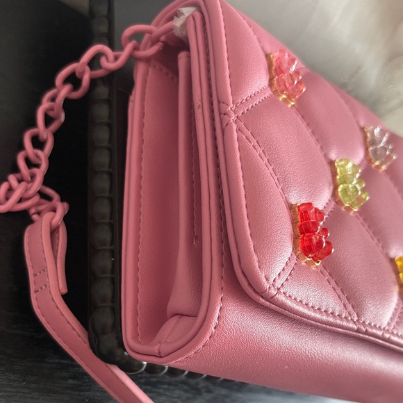 NWT Betsey Johnson Pink Quilted Bag with Multicolor Gummy Bear Accents - Picture 12 of 13